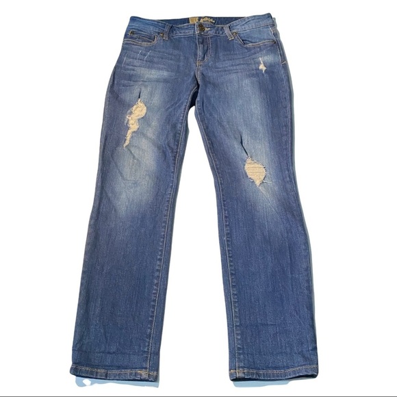 Kut from the Kloth Medium Wash Denim Low-Rise Skinny Distressed Jeans Women 6x28 - Picture 1 of 14